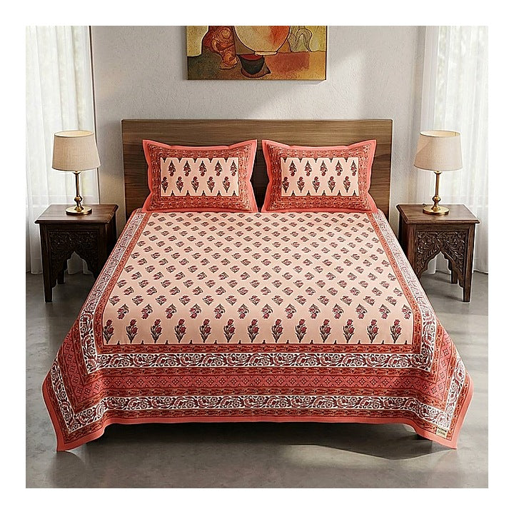 Mafatlal Heritage Double Bedsheet (010) 144 TC - Floral : 236 x 274 cm