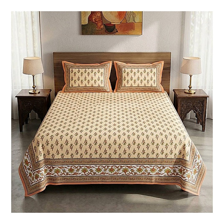 Mafatlal Heritage Double Bedsheet (015) 144 TC - Floral : 236 x 274 cm