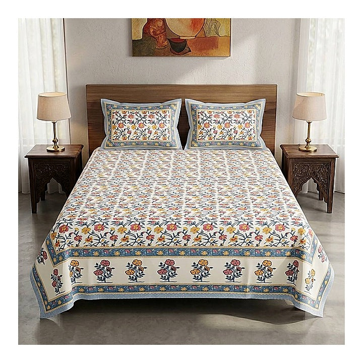 Mafatlal Heritage Double Bedsheet (021) 144 TC - Floral : 236 x 274 cm
