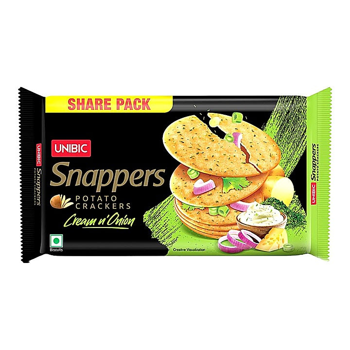 Unibic Snappers Potato Crackers Cream N Onion (4 U x 73.75 g) : 295 g