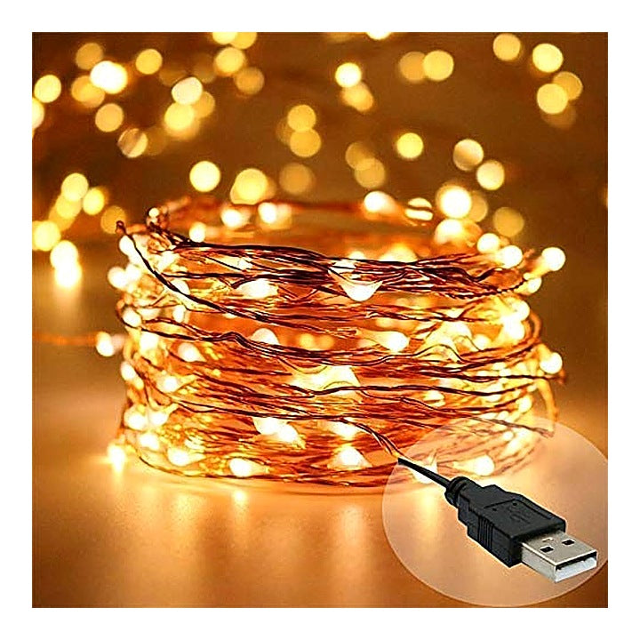 Desi Diya Copper Fairy Strig Light With USB Cable - 5 Meter : 1 Unit