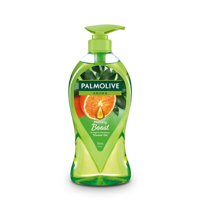 Palmolive Aroma Morning Tonic Body Wash, Gel Based Shower Gel with 100% Natural Citrus Essential Oil & Lemongrass Extracts - pH Balanced, No Parabens, No Silicones, 750ml Pump