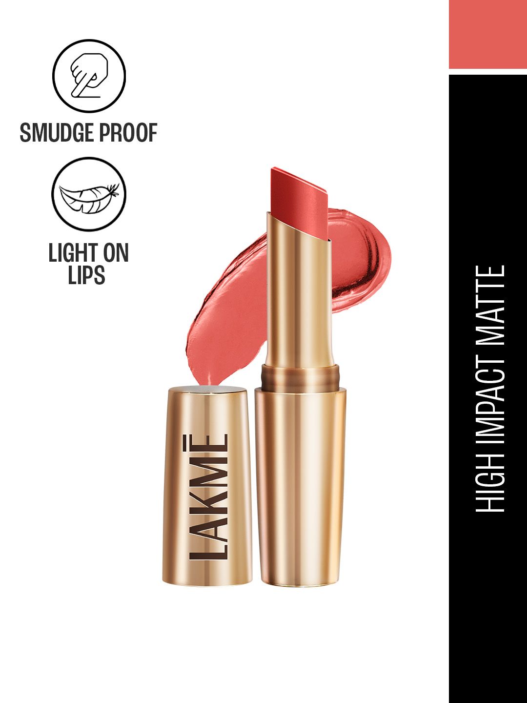 Lakme 9to5 Powerplay Priming Matte Lipstick With Vit E Lasts 16Hr 3.6g - Coral Date