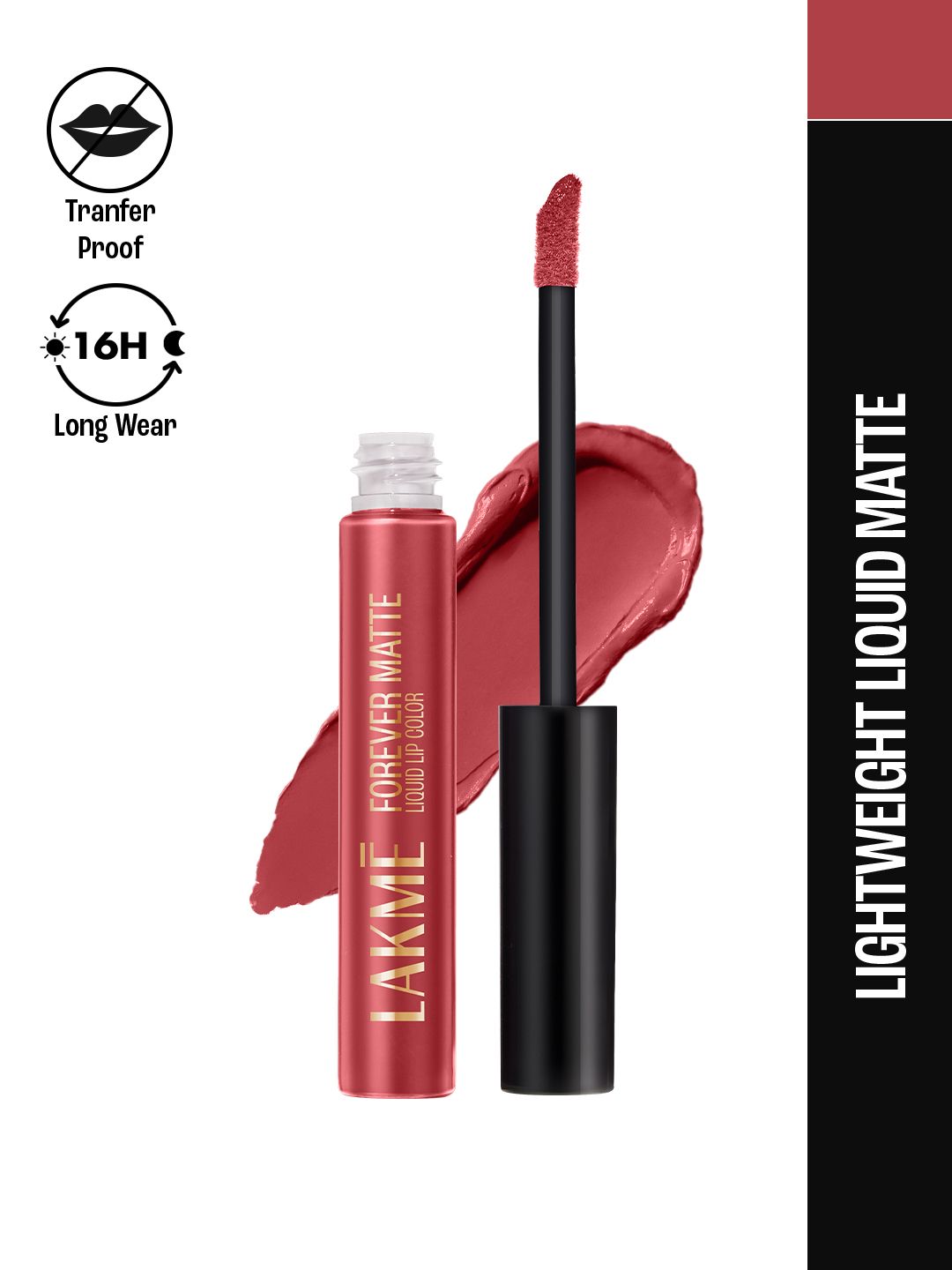 Lakme Forever Matte Lightweight & Transferproof 16Hr Liquid Lipstick 5.6ml -Pink Peach