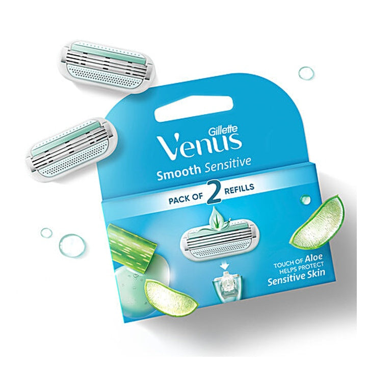 Gillette Venus Hair Removal Razor Blades/Refills-Glide Strips With Aloe Vera Extracts (2 pcs)