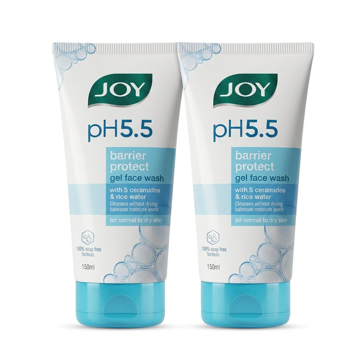 Joy pH 5.5 Hydrating Gel Face Wash with Ceramides and Rice water 150ml x 2 | Gently Cleanses and Restores Skin Barrier | Ideal for Sensitive Skin