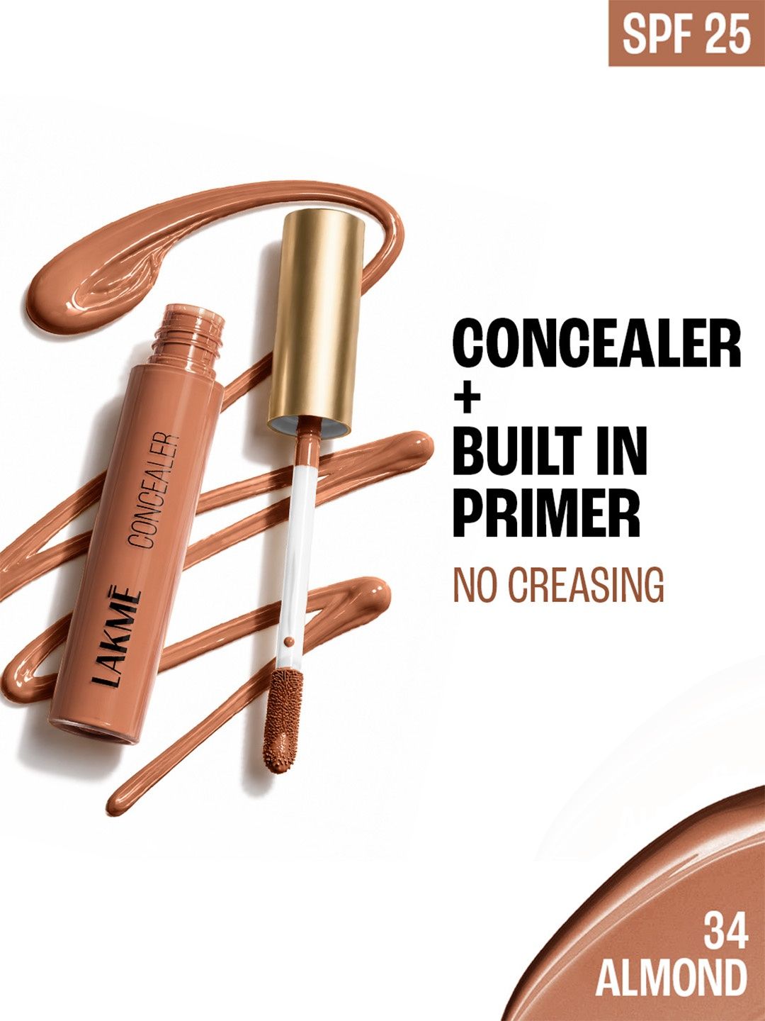 Lakme 9to5 Powerplay Priming Concealer ,Built in Primer, Hydrating, 34 Almond, 5.4ml
