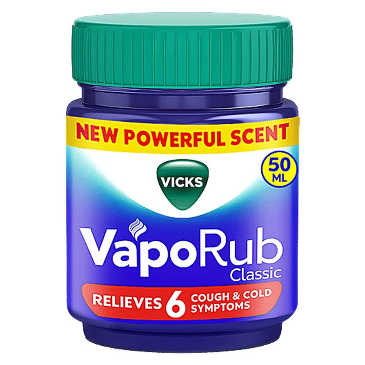Vicks VapoRub With Menthol, Camphor & Eucalyptus Oil -  Relieves Cold & Cough, Clears Blocked Nose (50 ml)