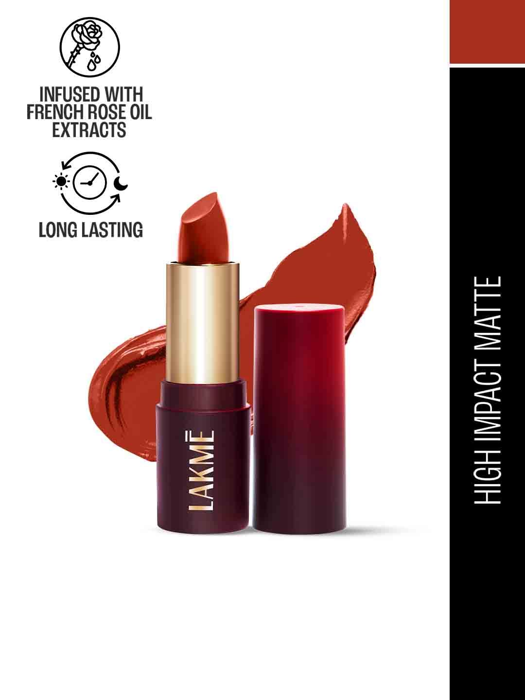 Lakme Forever Matte Long Lasting Lipstick With French Rose Oil Ext 4.5g - Red Orchid CR4