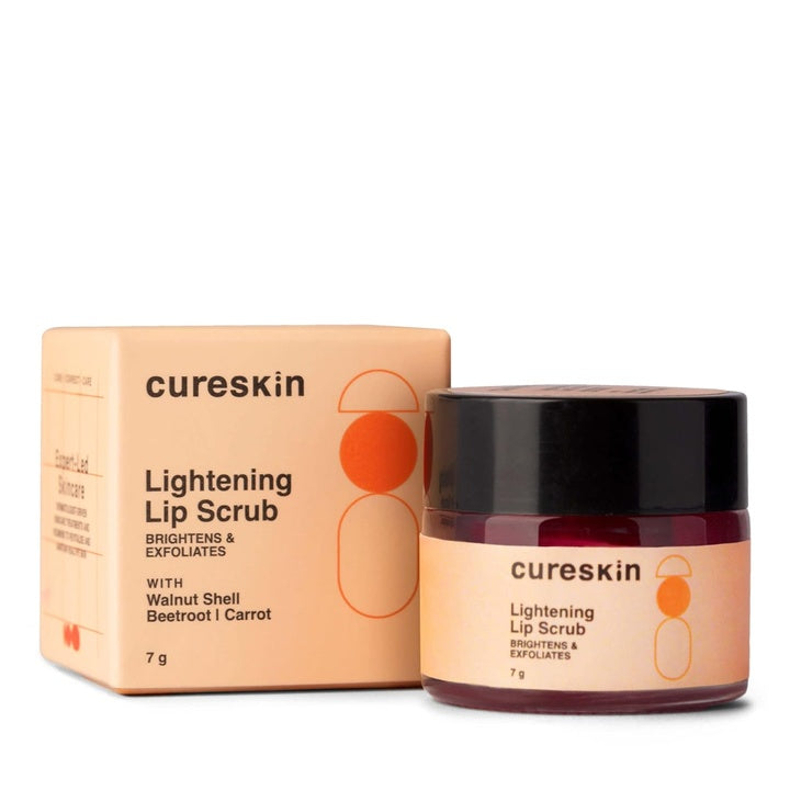 Cureskin Lightening Lip Scrub with Walnut Shell, Beetroot & Squalane | Removes Dead Skin & Lightens Dark Lips | Lip Brightening for Men & Women | 7 g