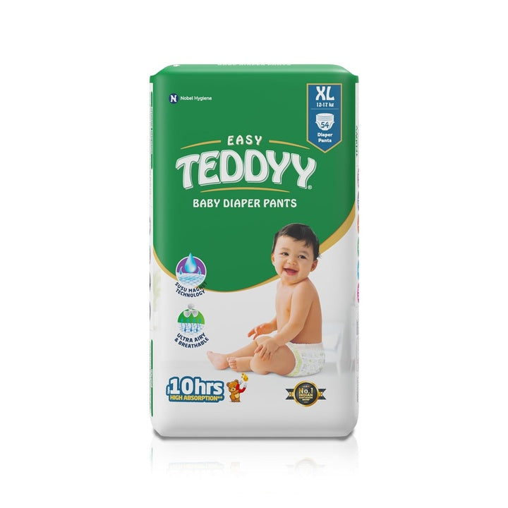 TEDDYY Easy Baby XL Size Diaper Pant Style | 54 Count (Extra Large) | 12–17 kg (Pack of 1) | Long Protection Hours | Anti-Bacterial | Airy Breathable Fit | Rapid Soaker Channels & Wetness Indicator