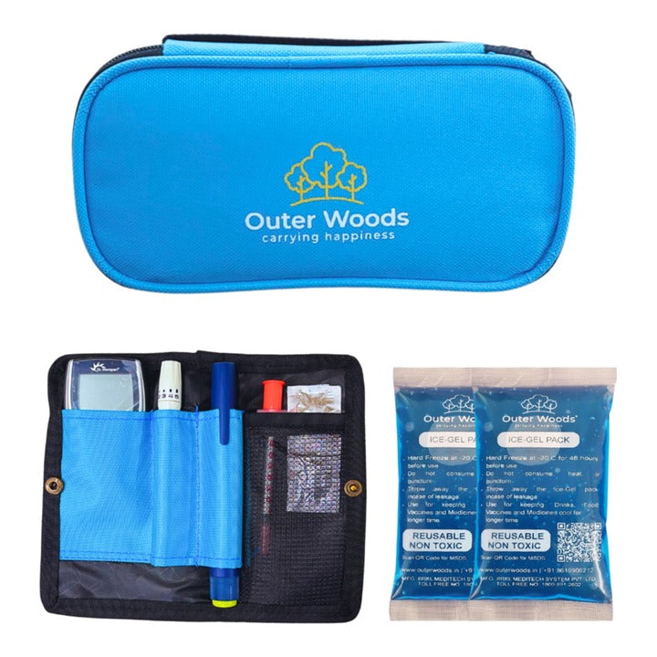 Outer Woods Insulin Cooling Travel Pouch (Sky Blue) - 300 g : 1 Unit