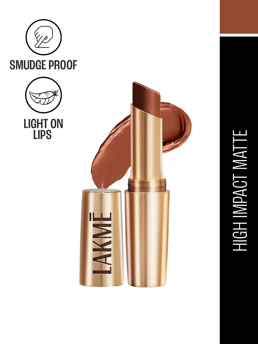 Lakme 9to5 Powerplay Priming Matte Lipstick With Vit E Lasts 16Hr 3.6g - Rustic Brown