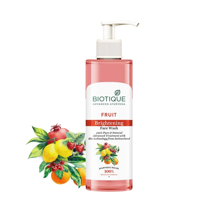 Biotique Fruit Brightening Face Wash| Ayurvedic and Organically Pure| Advanced Swiss Technology |100% Botanical Extracts| Suitable for All Skin Types | 200mL
