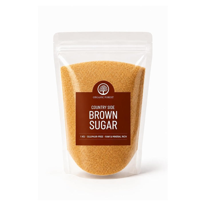 Organic Forest Country Side Brown Sugar Mineral Rich And Raw Luscious Sugar 100% Natural Brown Sugar Standard Zip Lock - Pack of 1 (1 kg)