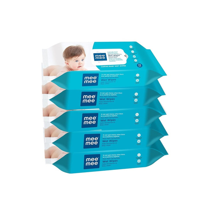 Mee Mee Soft Gentle Baby Wet Wipes (Pack of 5 × 72 wipes) | Aloe Vera & Vitamin E | Paraben & Sulphate Free | Gentle Cleansing for Babies