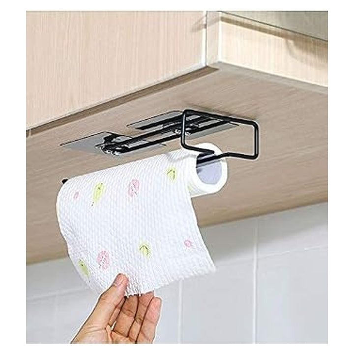 ZURATO Self Adhesive Wall Mount Towel Holder/Wine Glass Holder/Multi-Function Towel Rack for Kitchen Bathroom Toilet, Under Cabinet,Garage, Laundry, Pantry (AV146 - Metal)
