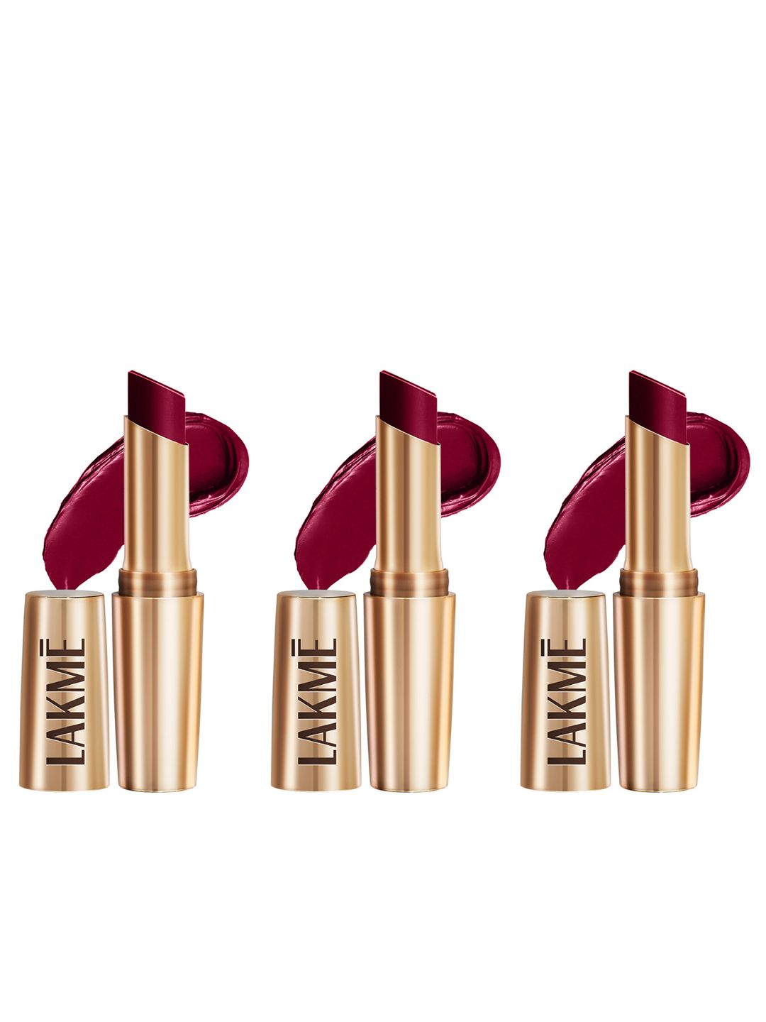 Lakme Set of 3 9to5 Powerplay Priming Matte Lipstick 3.6g each - MP6 Deep Wine