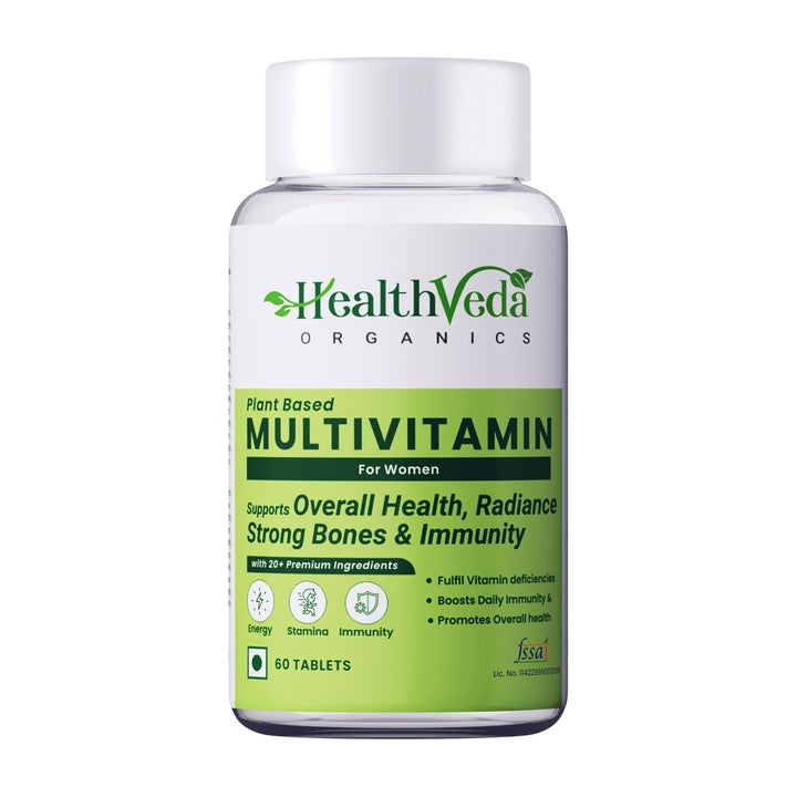 Health Veda Organics Multivitamin for women with Biotin, Vitamin C & 21 vital Nutrients for Overall Health, Radiance, Strong Bones & Immunity | 60 Veg Tablets