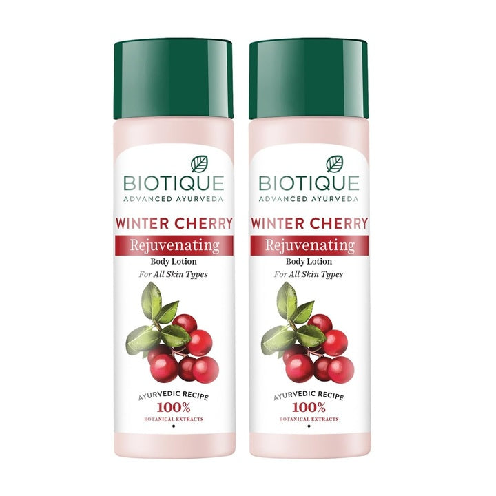 Biotique Bio Wintercherry Lightening And Rejuvenating Body Nourisher Lotion, 190Ml (Pack Of 2)