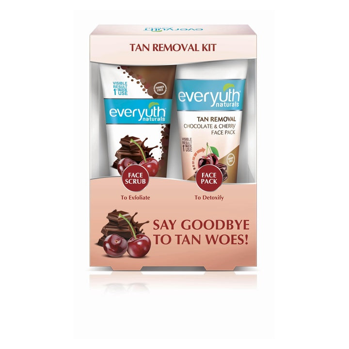 Everyuth Naturals D-Tan Choco Cherry Face Scrub & Face Pack Combo, Deep Cleansing & Tan Removal, Suitable for All Skin Types, 100g Each (Pack of 2)