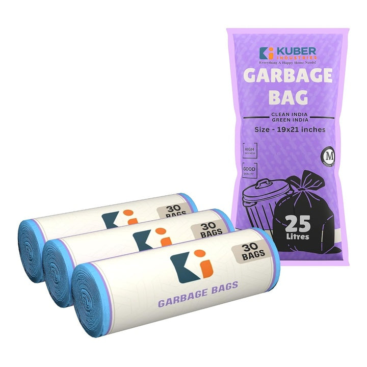 Kuber Industries 19x21 IN Blue Medium Garbage Bags for Dustbin 90 Pieces Bags (3 Rolls) | Odour Free Wet and Dry Waste Trash Bags | Dustbin Bags Medium Size for Home, Office, Hotels, Hospitals
