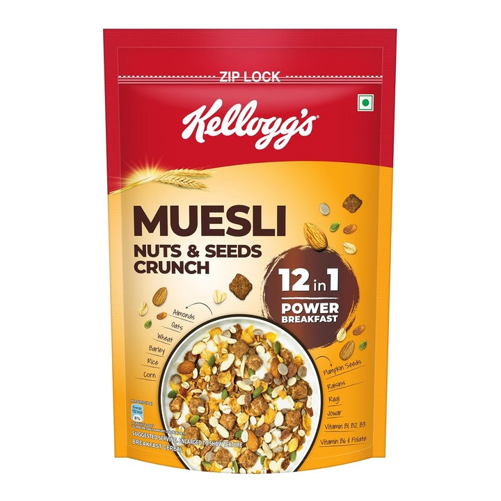 Kellogg’s Muesli Nuts & Seeds Crunch 950g/1kg (Weight May Vary) | 12-in-1 Power Breakfast | No Maida | High in Fiber| India’s No. 1 Muesli