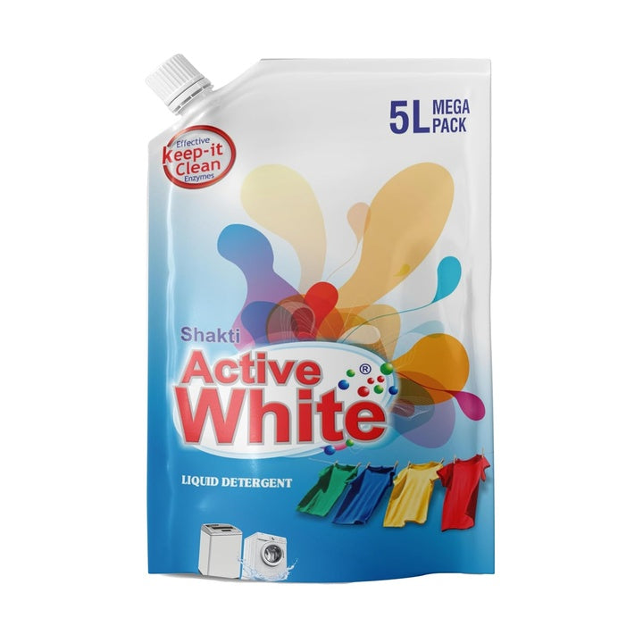 Active White Liquid Detergent - 5L Mega Pack | Lavender Fragrance | Front Load & Top Load Machine Wash & Bucket Wash Expert | Powerful Stain Removal | Gentle on Clothes | Value Family Refill Pack