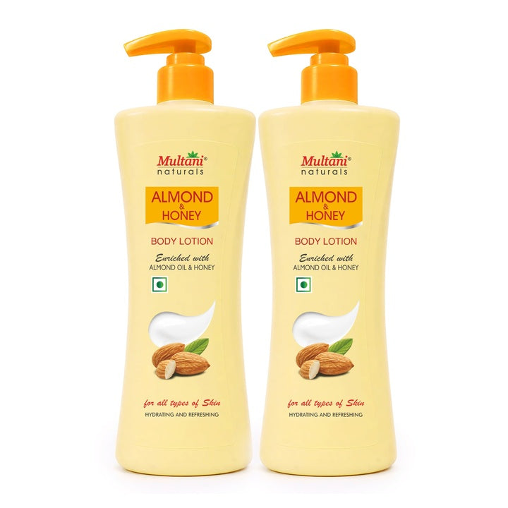 Multani Natural Almond & Honey Body Lotion (Pack of 2 (400ml each) | Moisturising Body Lotion for Women & Men