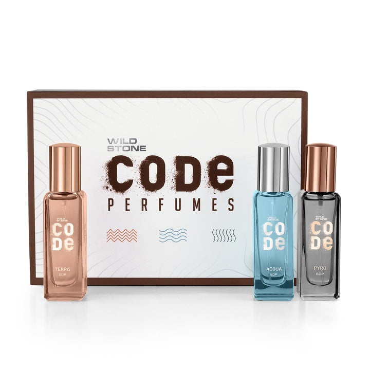 Wild Stone CODE Premium Perfume For Men, Pack Of 3 (20ml Each) Perfume Gift Set, Long Lasting Luxury Liquid Perfume, Rakhi Gift For Him, Brother, Aquatic Scent