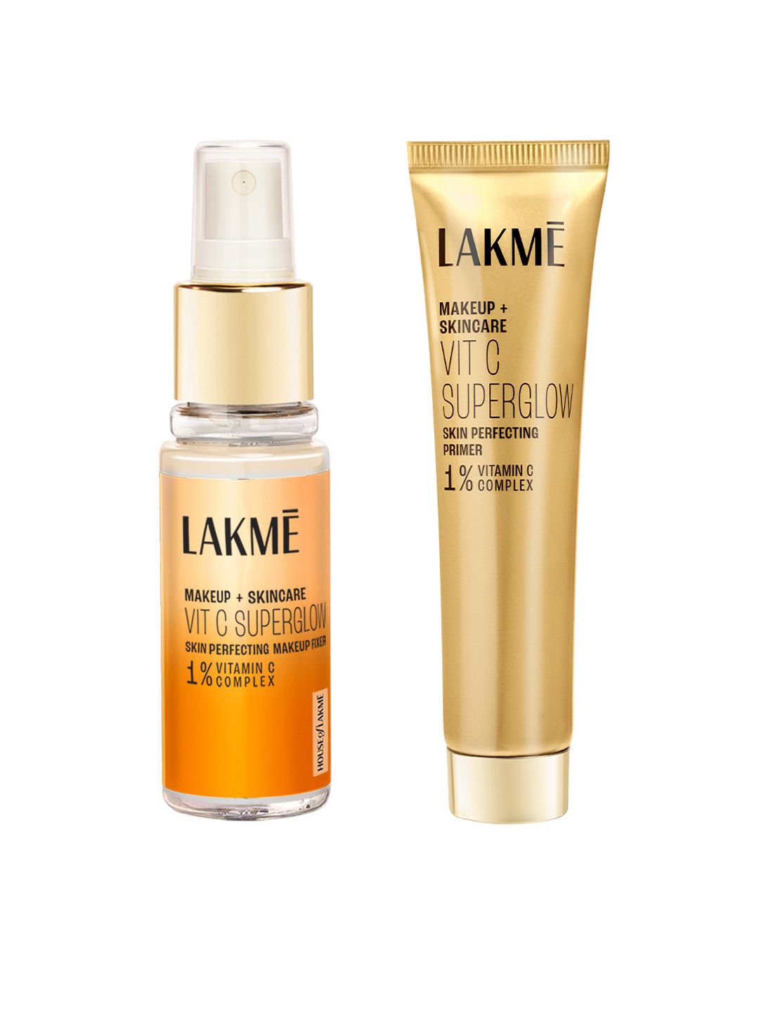 Lakme Makeup+Skincare VitC Superglow Skin Perfecting Primer 30ml & Makeup Fixer 60ml