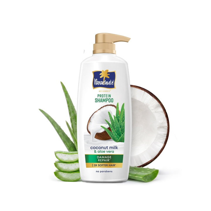 Parachute Advansed Protein Shampoo | with Coconut Milk and Aloe Vera | For up to 100% Damage Repair & up to 3X Softer Hair | Protein Lock Technology | Paraben-Free | For Men & Women | 1.2L