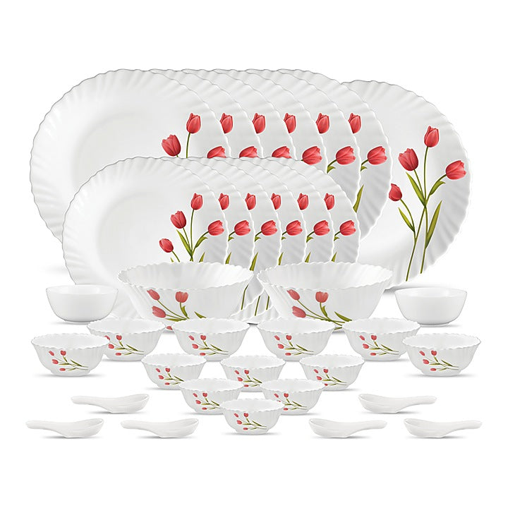 La Opala Radiant Curves Dinner Set (White) - 35 Pieces : 1 Unit