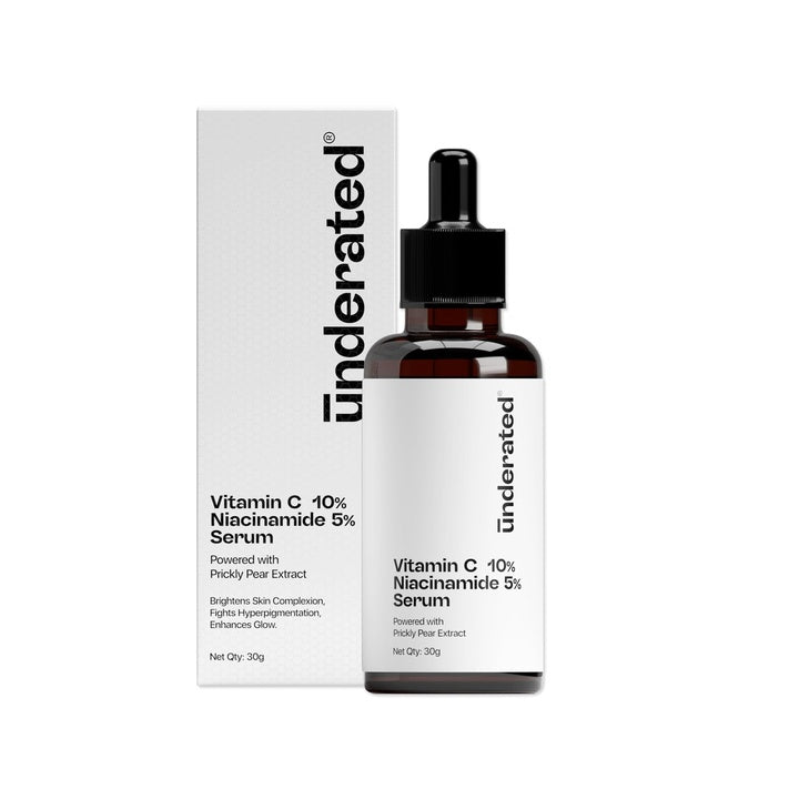 Underated 10% Vitamin C Face Serum with 5% Niacinamide | For Glowing Skin | Brightening, Pigmentation & Dark Spot Reduction | For All Skin Types | 30 g