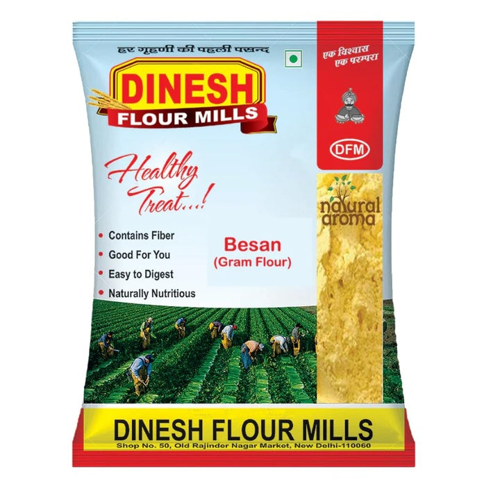 DINESH FLOUR MILLS Besan - 900 Gram | 100% Pure Gram Chana Besan| High in Protein & Fiber