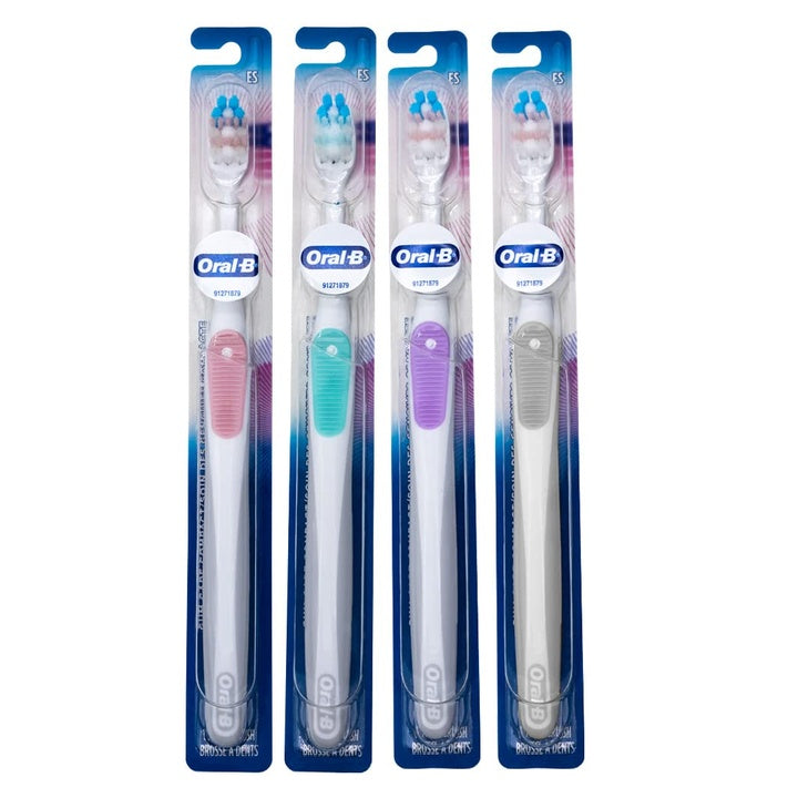 Oral-B Adult Gum Care Extra Soft Manual Toothbrush For Sensitive Teeth And Gums, Compact Small Head,(Colors Vary)-Pack Of 4,Multicolour