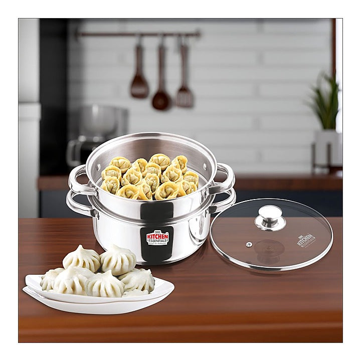 Kitchen Essential Stainless Steel Multipurpose Steamer with Glass Lid : 1 Unit