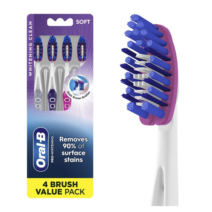 Oral-B 3D White Luxe Pro-Flex Manual Soft Toothbrush, 4 Count