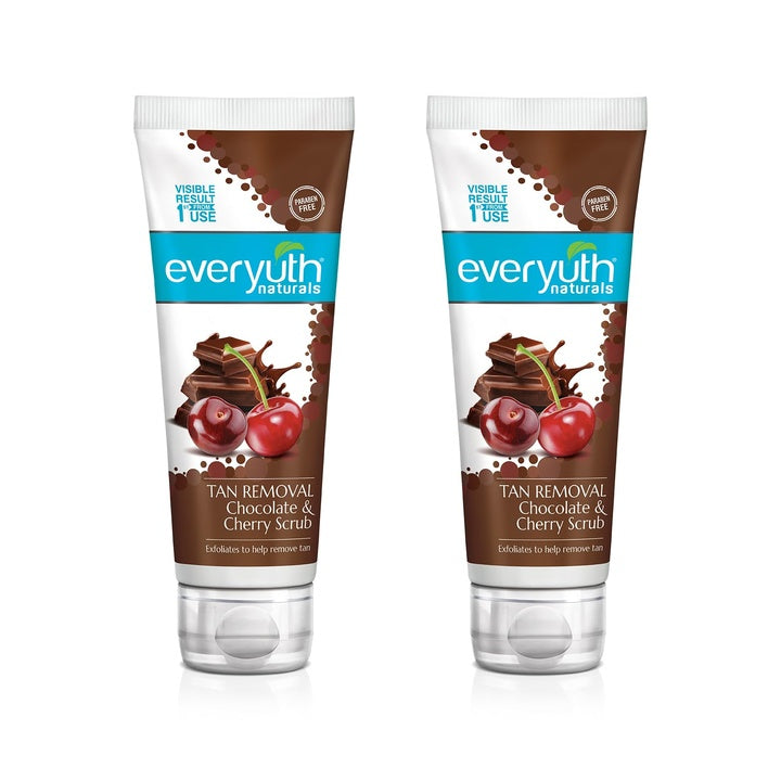 Everyuth Naturals Tan Removal Chocolate & Cherry Face Scrub | Detan & Cleanse|Antioxidant Chocolate & Vitamin C Cherry|Oily, Dry, Normal, Combination & Sensitive Skin - 100g (Pack of 2) Tube