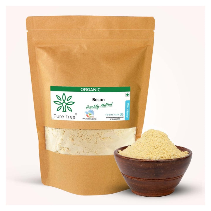 Pure Tree Certified Organic Besan Chana Atta | 850 g | Chana Flour | Freshly Milled Fine Besan Organic Gram Flour | Kadalai Maavu | Chana dal flour | Chana Besan