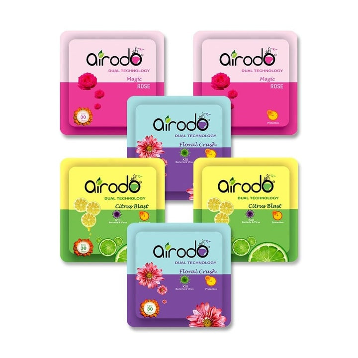 AIRODO Air Freshener Power Pocket Gel For Bathroom and Toilet, Fragrance Booster, Lasts Upto 30 Days Assorted Mix Scents Pack of 6 Refill (6 x 10 g)