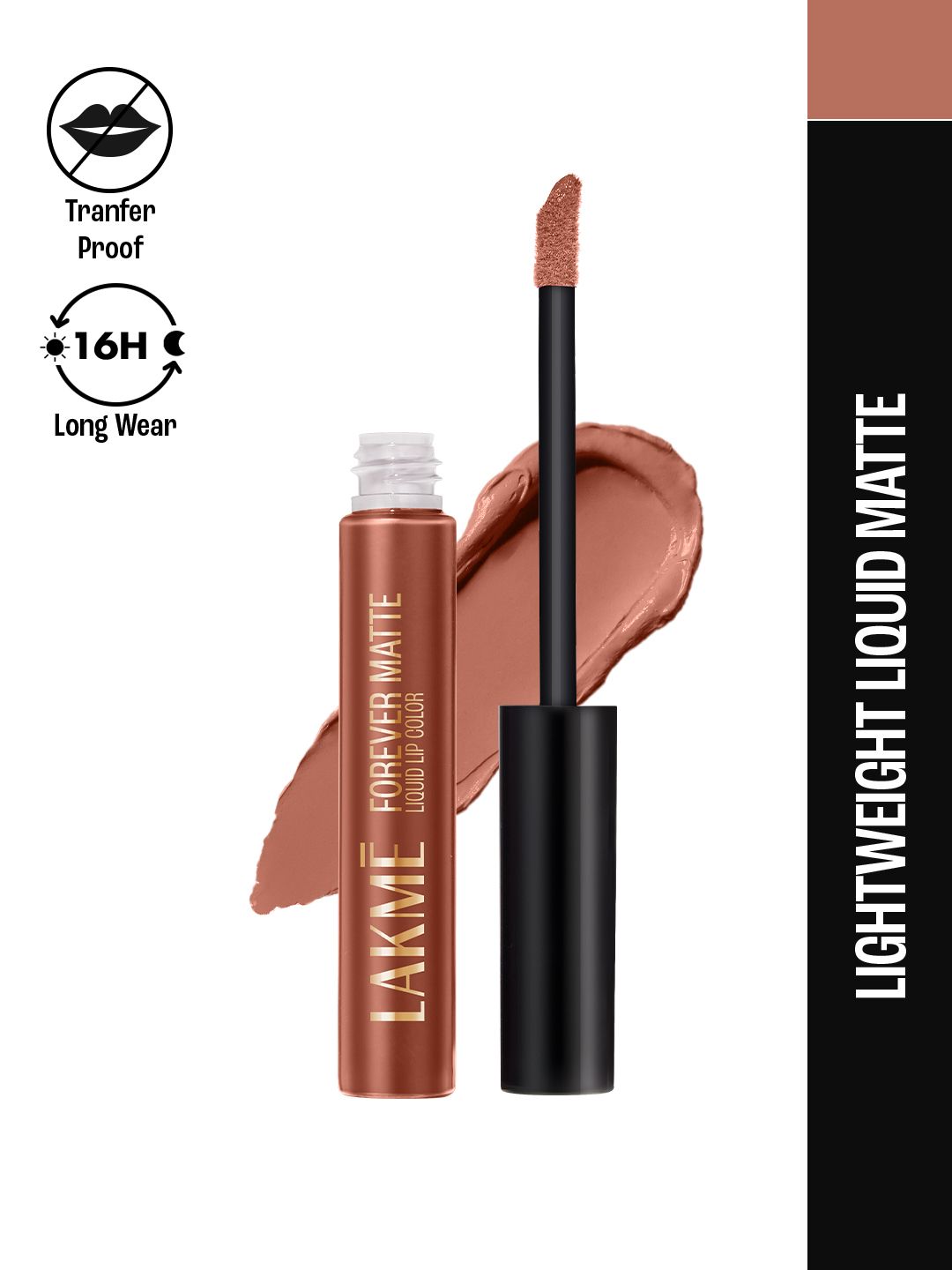 Lakme Forever Matte Lightweight & Transferproof 16Hr Liquid Lipstick 5.6ml - Nude Perk