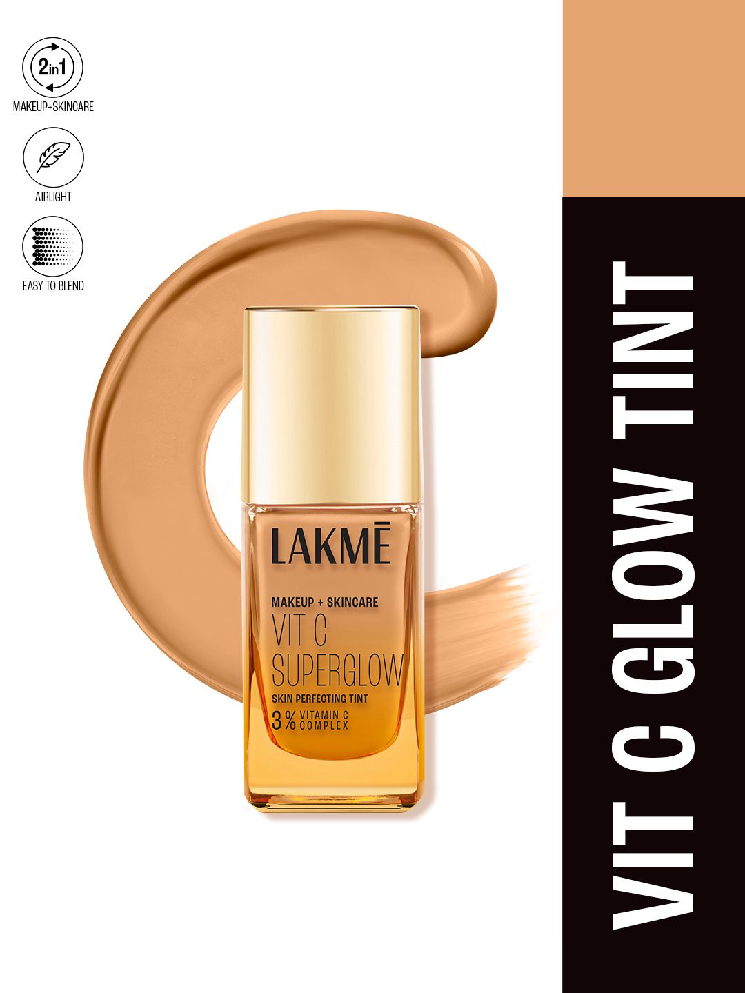 Lakme Makeup + Skincare 3% Vit C Superglow Skin Perfecting Tint 25ml - Neutral Medium N220