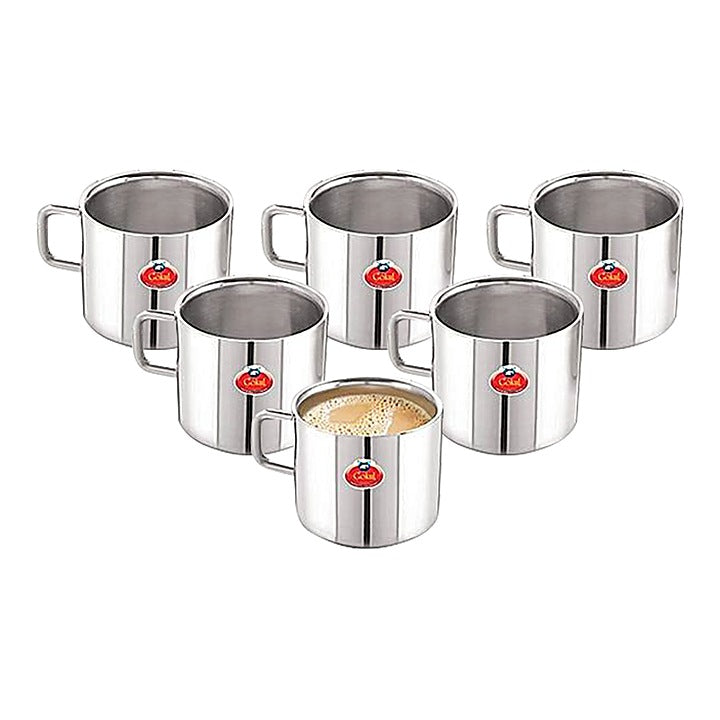 Gokul Stainless Steel Double Wall Tea Cup : 6 N