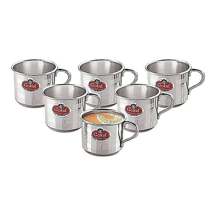 Gokul Stainless Steel Single Wall Fame Tea Cup : 6 N