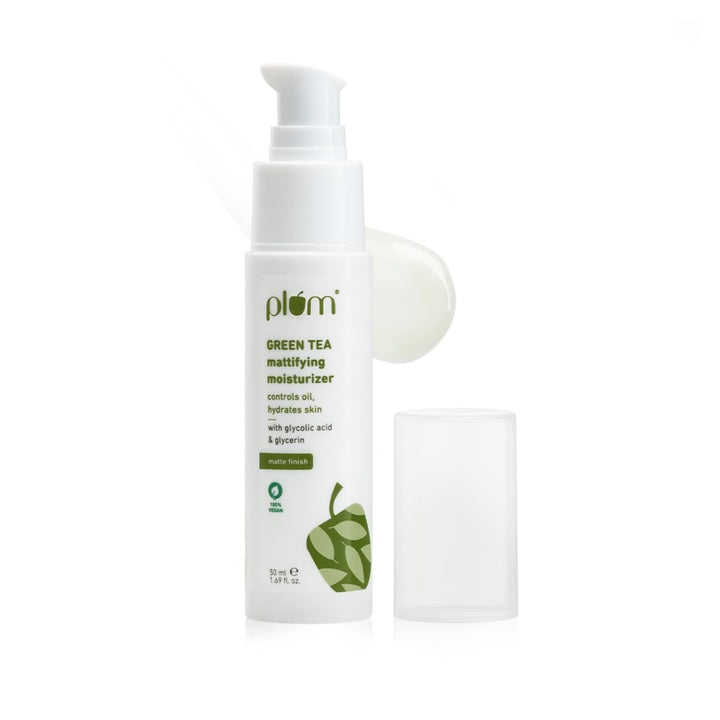 Plum Green Tea Mattifying Face Moisturizer with Glycolic acid 50ml | Controls Oil & Hydrates Skin | Non-Sticky Moisturizer for Women & Men | 50ml