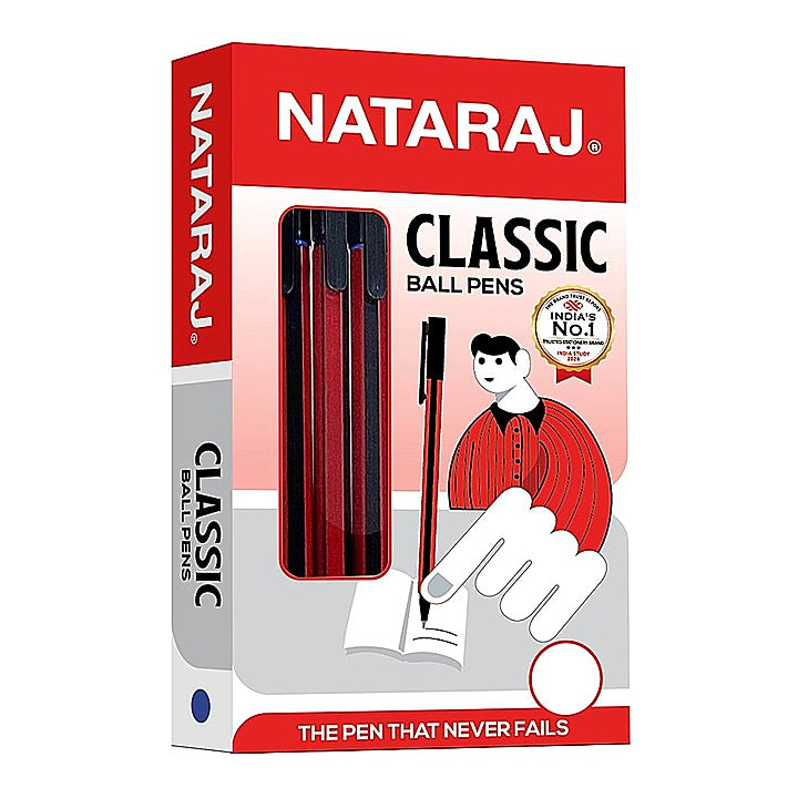 Nataraj Classic Fine Tipped Blue Ball Pen : 20 Pieces