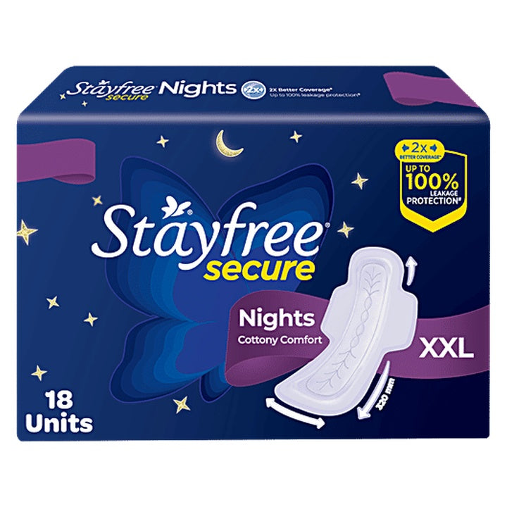 STAYFREE Secure Nights Sanitary Pads - XXL (18 pcs)