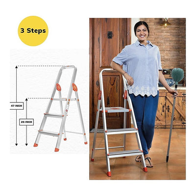 Bathla Advance 3 Step Ladder - Orange : 1 Unit