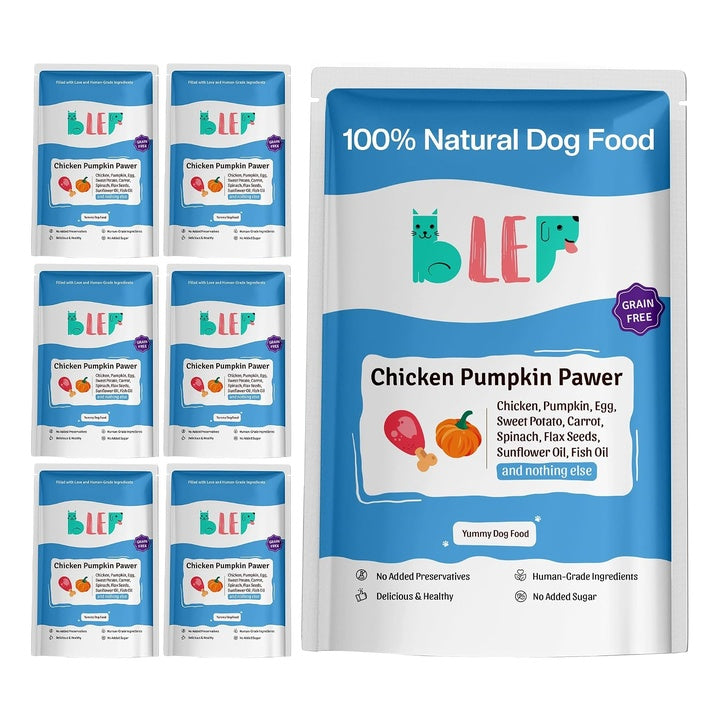 BLEP Chicken Pumpkin Pawer 700g (7 Pack of 100g) - Fresh Dog Food for All Ages|Chicken Breast, Pumpkin, Vegetables, Omega 3 & 6|Grain Free, High Protein, Easily Digestible, Zero Preservative(Wet)